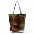 Τσάντα tote με εκτύπωση ιρλανδικό σέτερ casual τσάντα ώμου με μοτίβο σκύλου για γυναίκες - Στυλ Τυπώματος Μπροστινή Όψη Ιρλανδικού Σέτερ (hl10078)