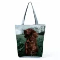 Τσάντα tote από καμβά με εκτύπωση σκύλου Irish Setter, casual τσάντα ώμου μεγάλης χωρητικότητας. - Στυλ Έγχρωμου Τυπώματος Ιρλανδικού Σέτερ (hl10082)