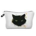 Süsser schwarzer Katzen Druck Kosmetiktasche tragbare Make-up Tasche Reise Kulturbeutel - Schwarze Katze Gesicht Stil (hz2753)