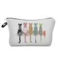 Bezaubernde Kosmetiktasche mit einem hübschen bunten Katzenmuster, Reißverschluss und praktischem Griff. - Sechs Katzen Rückansicht Stil (hz2754)
