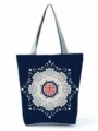 Borsa a tracolla in tela con stampa floreale blu retro classica borsa donna casual elegante tote - Stile Mandala Vintage Con Motivo Tradizionale Rosso (hl3566)