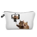 Niedliche Katzen Druck Make-up Tasche, tragbare Reise Kosmetiktasche mit Reißverschluss. - Katzen Selfie Druck Stil (hz2755)