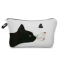 Süße schwarze Katze Schmetterling Kulturbeutel Make-up Tasche Kosmetiktasche Reisedetail - Schwarze Katze und Schmetterling Kunst Stil (hz2758)