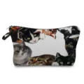 Süsses Katzenmuster Kosmetiktasche, Leinwand Waschbeutel mit Reissverschluss und Reisedesign. - Aquarell Mehrere Katzen Stil (hz2760)