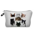 Detailansicht der niedlichen Aquarell Katzen Kosmetiktasche mit starkem Stoff und Reißverschluss. - Cat Attack Kunst Schrift Stil (hz2762)
