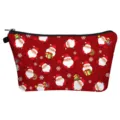 Christmas Santa Claus Print Cosmetic Bag Travel Toiletry Pouch Festive Makeup Storage Case - Red Background Full Holiday Pattern (hz1811)