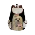 Cute puppy print canvas backpack with multiple pockets and secure flap closure for daily use. - Style 2 (sj8702)