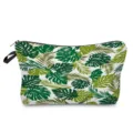 Tropical monstera leaf print cosmetic bag, portable zipper makeup pouch for travel and daily use. - Large Green Monstera Leaf (hz0300)