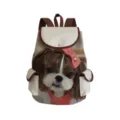 Close-up detail of the canvas backpack featuring a cute Shih Tzu dog print design and straps. - Style 3 (sj8703)