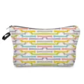 Jolie trousse de maquillage motif teckel sac de toilette voyage portable rangement fermeture. - Rangée de Teckels Colorés (hz1531)