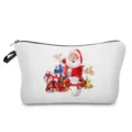 Christmas Santa print cosmetic bag detail, soft fabric toiletry pouch with zipper. - White Background Snowman Gift Box Pattern (hz1561)