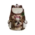 Detailed view of the cute dog print backpack, showing fine canvas texture and side pockets. - Style 5 (sj8705)