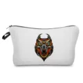 Portable travel cosmetic bag with colorful geometric owl print, durable makeup pouch for daily use. - hz0129