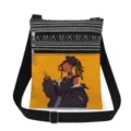 Double zipper cute black girl printed crossbody bag, fashion shoulder bag for women daily use. - Yellow Anime Girl Print (xkk0508)