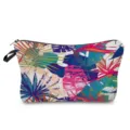 Close-up detail of tropical leaf printed cosmetic pouch, vibrant artistic foliage pattern zipper bag. - Dense Tropical Broadleaf (hz0358)