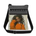 Canvas crossbody bag with black white stripes and stylish anime girl graphic print for women daily. - Striped Girl Print (xkk0509)