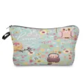 Cute owl printed cosmetic bag with convenient zipper and handle for daily travel use. - hz0224