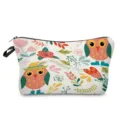 Cute cartoon owl print cosmetic bag, portable zipper makeup pouch for travel and daily storage use. - hz0225
