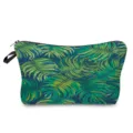 Tropical monstera leaf print cosmetic bag, stylish waterproof travel makeup pouch for women. - Blue Green Monstera Shadow (hz0711)