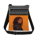 Sac bandoulière en toile avec motif rayé noir et blanc et design imprimé mignon. - Fille Noire Orange (xkk0511)