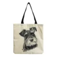 Detaillierte Ansicht der Segeltuchtasche mit realistischem Schnauzer-Druck und schwarzen Griffen. - Realistisches Schnauzer Portrait (hm2820)