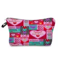 Bolsa de cosméticos con patchwork de corazones de San Valentín elegante neceser de maquillaje - Estilo Texto Inglés San Valentín Corazón Geométrico Multicolor (hz7917)