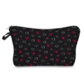 Bolsita cosmetica negra con estampado de corazones, elegante organizador de maquillaje grande. - Estilo Símbolo XO Rosa Corazón Rojo Base Negra (hz7920)