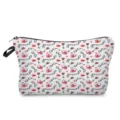 Bolsa de cosméticos con estampado de candado de corazón de acuarela, neceser de viaje. - Estilo Llave Cadena Corazón Candado Acuarela Rojo Gris (hz7923)
