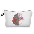 Bonita bolsa de cosméticos de erizo carta de amor necesere con cremallera para uso diario. - Estilo Sobre Corazón Pequeño Erizo Acuarela Base Blanca (hz7924)