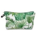 Close-up detail view of the portable cosmetic bag featuring a vibrant tropical leaf print. - Fresh Green Leaf Style (hz4795)