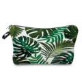 Tropical leaf cosmetic bag for women, stylish green pattern makeup pouch for travel and daily use. - Hand-drawn Green Leaf Style (hz4796)