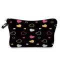 Neceser negro con estampado de corazones de colores, cierre de cremallera y tira lateral. - Estilo Estampado Geométrico Corazón Multicolor Base Negra (hz7932)