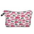 Amplio neceser de maquillaje con estampado XO rojo y corazones para almacenamiento diario. - Estilo Corazón Patrón Cebra Letra XO Bloque Rojo (hz7935)