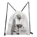 Cute zebra print drawstring backpack casual lightweight school travel storage bag for women - Zebra Pattern (sk3053)