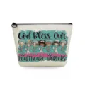 Canvas cosmetic makeup bag with cute nurse cartoon print and inspiring blessing text design. - Cartoon Nurse With English Slogan (sn4532)