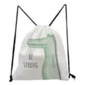 Cute cartoon crocodile print drawstring backpack casual canvas storage bag for daily use - Crocodile Pattern (sk3055)