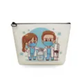 Nurse printed cosmetic bag, portable zipper toiletry pouch for travel, cute makeup storage case. - Single Healthcare Worker Illustration (sn4537)