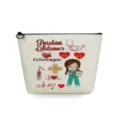 Personalized nurse canvas cosmetic bag with zipper, portable makeup pouch for daily use. - Portuguese Custom Nurse Theme (sn4538)