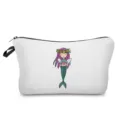 Tragbare Make-up-Tasche aus Leinwand mit süßem Cartoon-Feen-Illustrations-Detail. - Weiß Cartoon Illustration Alltag Stil (hz0174)