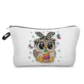 Süße Eulen Print Kosmetiktasche tragbare Make-up Tasche Multifunktionale Reise Aufbewahrung - Eule Mit Großen Augen Und Schmetterling Cupcake (hz4311) / Weiß (hz4311)