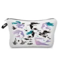 Kosmetiktasche mit Meerjungfrau Print Make-up Organizer Reißverschluss Detail Ansicht - Weiß Meerjungfrau Seegras Meeres Silhouette Stil (hz0741)