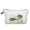 Detailansicht der niedlichen Kosmetiktasche mit Fisch-Motiv und robustem Reißverschluss. - Nationaler Bunter Fisch Stil (hz0092)