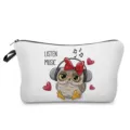 Süße Eulen Print Kosmetiktasche, tragbare Make-up Tasche mit Reißverschluss und Musik. - Eule Mit Kopfhörern Musik Hören (hz4313) / Weiß (hz4313)