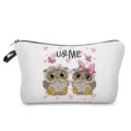 Süße Eulen Druck Kosmetiktasche tragbare Make-up Tasche mit Reißverschluss für Damen. - Weiß (hz4316)