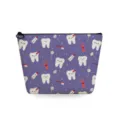 Bellissima borsa per trucco con motivo dentale, astuccio viola con zip per uso quotidiano. - Stampa Dentale dei Cartoni Animati Viola (sn4549)