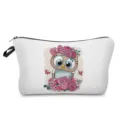 Suesse Eulen Print Make up Tasche tragbare Kosmetiktasche Reissverschluss Reise Etui - Weiß (hz4318)
