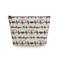 Borsa cosmetica per infermiera in tela con stampa battito cardiaco e chiusura a cerniera - Grazie al Cuore ECG Beige (sn4551)
