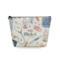 Borsa cosmetica in tela con motivo medico e cerniera lampo per il viaggio quotidiano. - Elementi Medici Bianco Sporco (sn4558)