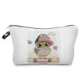 Niedliche Cartoon Eule Kosmetiktasche, tragbare Make-up Tasche mit Reißverschluss und Griff. - Weiß (hz4326)