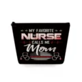 Borsa cosmetica infermiera nera, trousse da toeletta portatile con stampa a lettere per donne. - Slogan Infermiera Madre Nero (sn4560)
